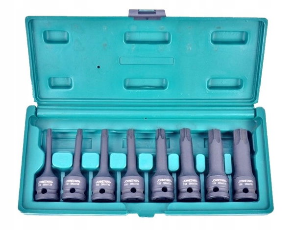 JONNESWAY KLUCZE TRZPIENIOWE TORX UDAROWE 8 elem. Z NASADKĄ 1/2" S06A408S