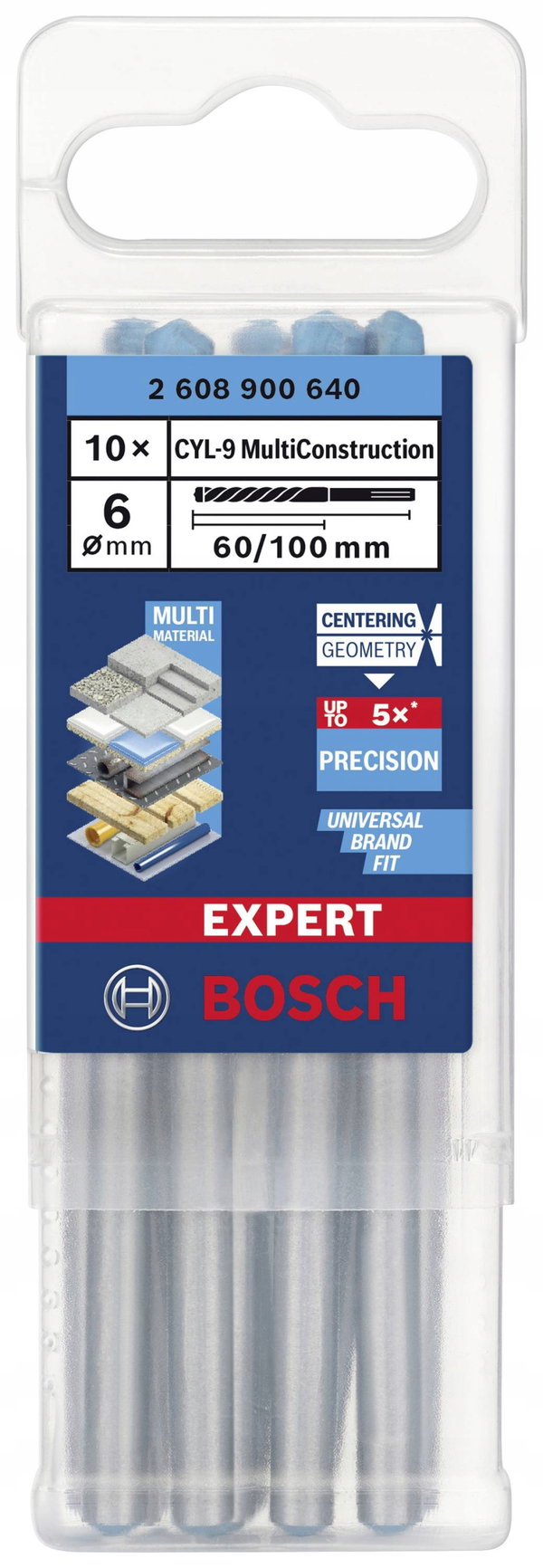 BOSCH WIERTŁO CYL-9 MULTICONSTRUCTION 6 x 60 x 100mm EXPERT 10szt.