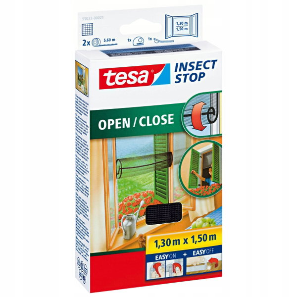 TESA MOSKITIERA OKIENNA ZWIJANA CZARNA 1,3m x 1,5m