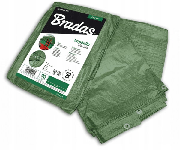 PLANDEKA WZMOCNIONA ZIELONA 90g 6 x 8m BRADAS