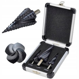 AWTOOLS WIERTŁO STOPNIOWE SPIRALNE M2-TiAlN / Kpl. 3 szt. / 4-12mm / 4-20mm