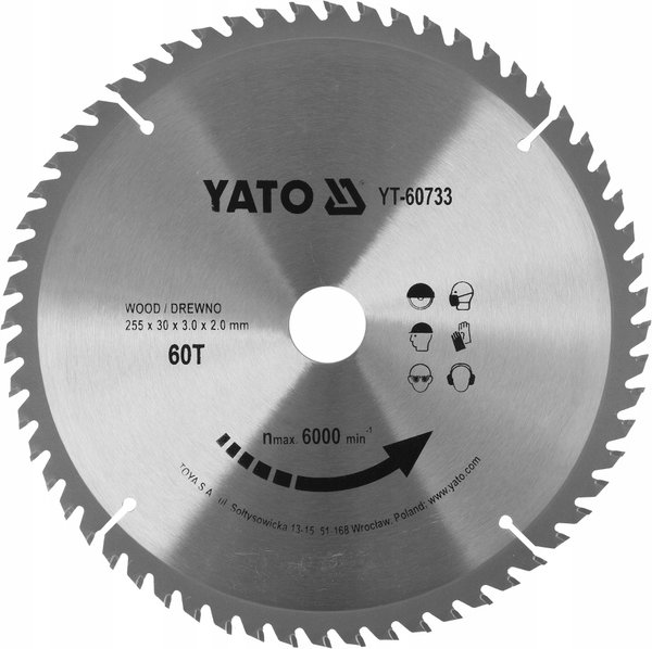 YATO PIŁA TARCZA WIDIA 255*60*30 60733