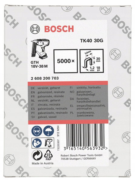BOSCH ZSZYWKI DO GTK 40 30mm 5000szt