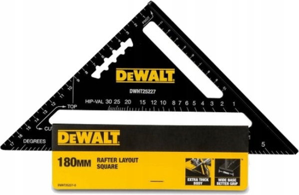 DEWALT KĄTOWNIK 18cm DWHT25227-0 PRZYMIAR DEKARSKI ZE STOPKĄ