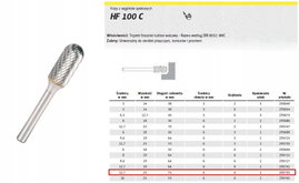 KLINGSPOR FREZ DO METALU HF 100 C FI=12,7x25mm TRZPIEŃ 6mm TYP WRC, WALCOWO