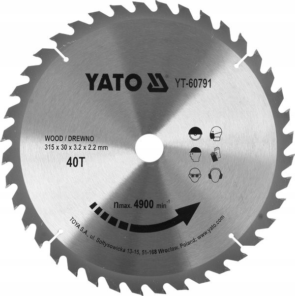 YATO PIŁA TARCZA WIDIA 315*40*30 YT-60791