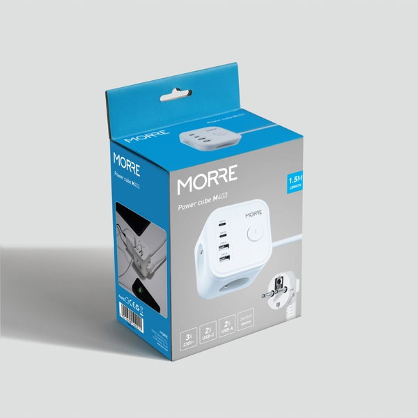 TIROSS MORRE KOSTKA ZASILAJĄCA 3G, 2xUSB, 2xUSBC 1,5m