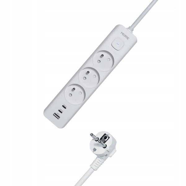 TIROSS MORRE LISTWA ZASILAJĄCA 3G USB, 2xUSB C,1,5m