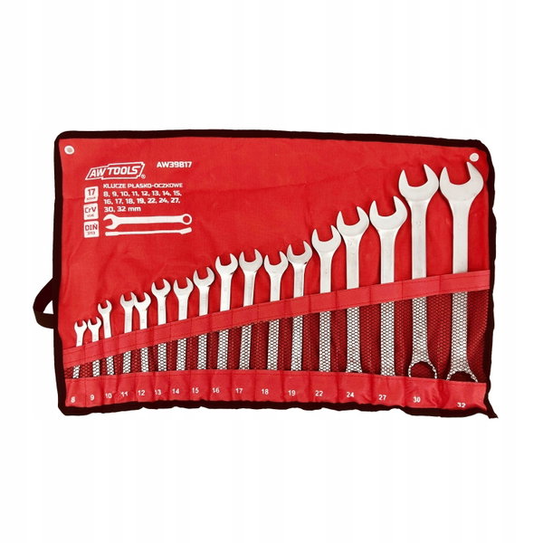 AWTOOLS KLUCZ KOMPLET PŁASKO-OCZKOWE 17szt. 8mm-32mm