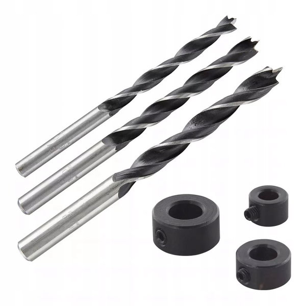 WOLFCRAFT ZESTAW WIERTEŁ DO POŁĄCZEŃ KOŁKOWYCH 6,8,10mm + OGRANICZNIKI