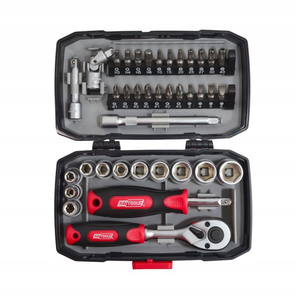 AWTOOLS ZESTAW KLUCZY 38el. 1/4" BLACK LINE