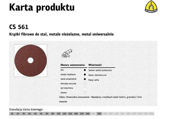 KLINGSPOR FIBRA KRĄŻEK 125 gr.180 CS561 25szt