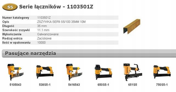 BOSTITCH ZSZYWKI S5 35mm 10 000 szt