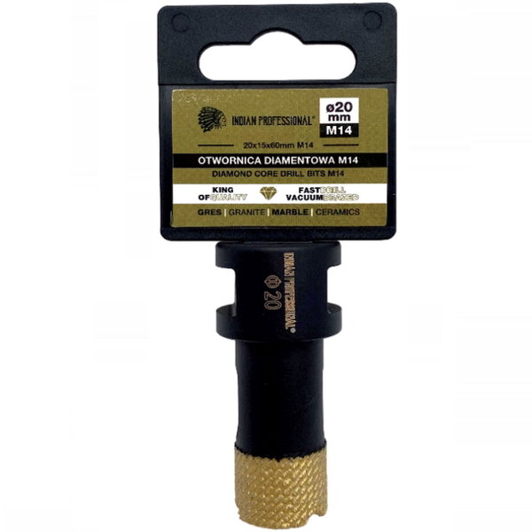 KORONA DIAMENTOWA M14 20mm WIERCENIE NA SUCHO INDIAN PROFESSIONAL