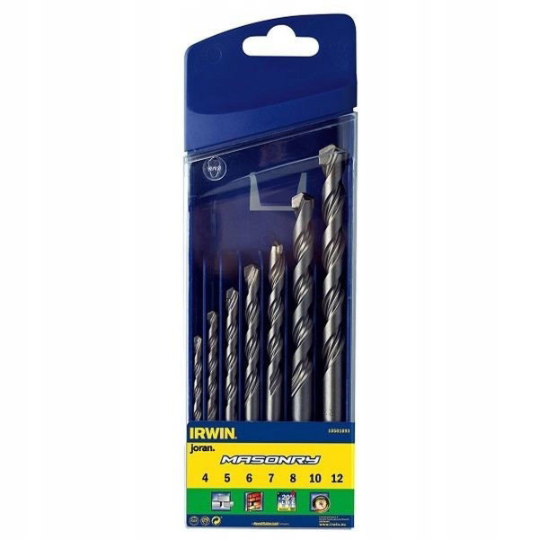 IRWIN WIERTŁO DO BETONU MASONRY KOMPLET 7cz. 4, 5, 6, 7, 8, 10, 12 mm
