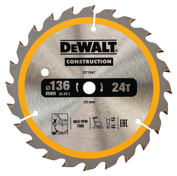 DEWALT PIŁA TARCZA 136x10mmx24z