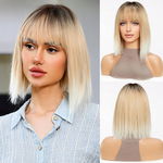 HAIRCUBE peruka syntetyczna Z GRZYWKĄ OMBRE BOB 30 cm JASNY BLOND