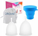 CROING Kubeczki menstruacyjne + pojemnik 2szt ROZMIAR L, S