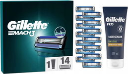 GILLETTE MACH 3 OSTRZA 14 SZTUK + ŻEL DO GOLENIA GILLETTE SENSITIVE 175 ml