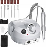 FREZARKA Nail Drill SREBRNA 30000rpm + pedał + frezy + stojk