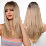 WOKESTAR peruka syntetyczna 55 cm WŁOSY BLOND SOMBRE DŁUGIE Z GRZYWKĄ