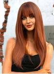 HAIRCUBE peruka syntetyczna PROSTE RUDE WŁOSY 56 cm Z GRZYWKĄ REFLEKSY