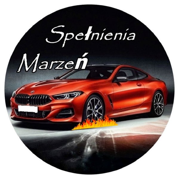 OPŁATEK NA TORT SAMOCHÓD AUTO BMW LOGO FURA BRYKA URODZINY 18 30 40 50 60