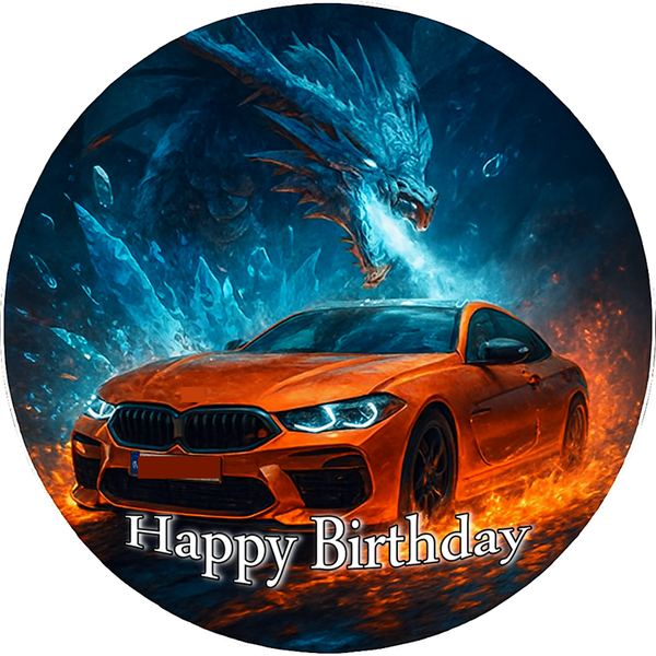 OPŁATEK NA TORT SAMOCHÓD AUTO BMW LOGO FURA BRYKA URODZINY 18 30 40 50 60