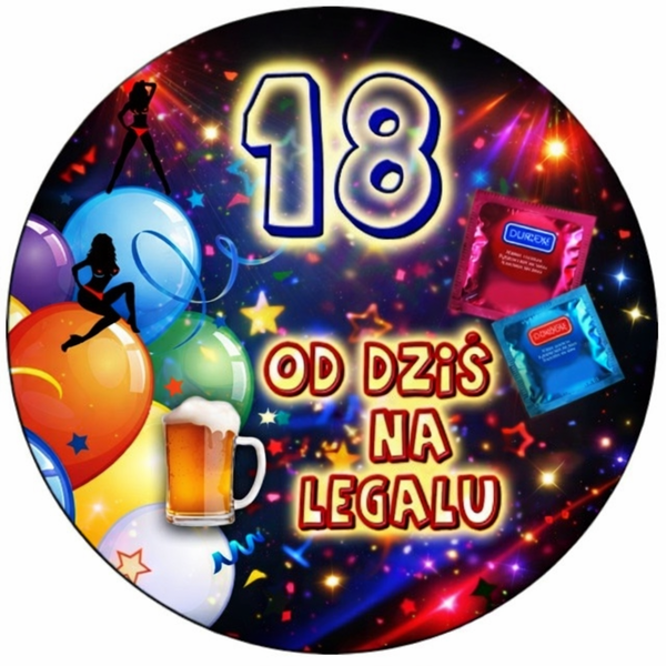 OPŁATEK NA TORT 18 URODZINY HAPPY BIRTHDAY