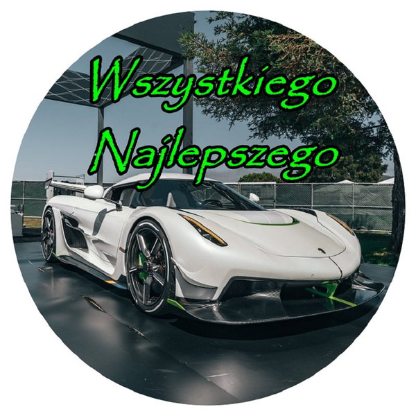 OPŁATEK NA TORT BUGATTI LOGO SAMOCHÓD AUTO FURA BRYKA URODZINY 18 30 40 50 60