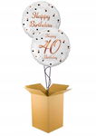 ZESTAW 2 X BALON NAPEŁNIONY HELEM 40 URODZINY BIAŁY Prezent w Pudle