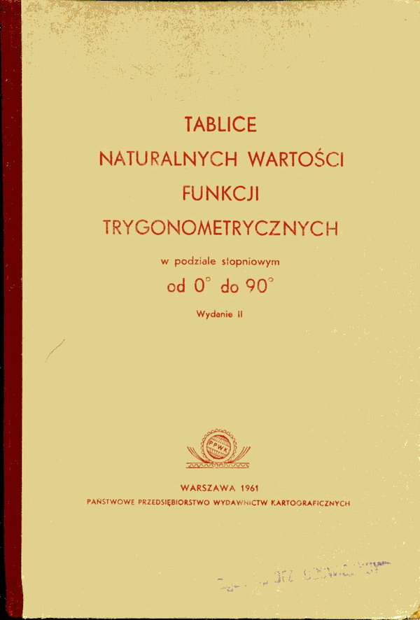 Tablice naturalnych wartości funkcji trygonometry