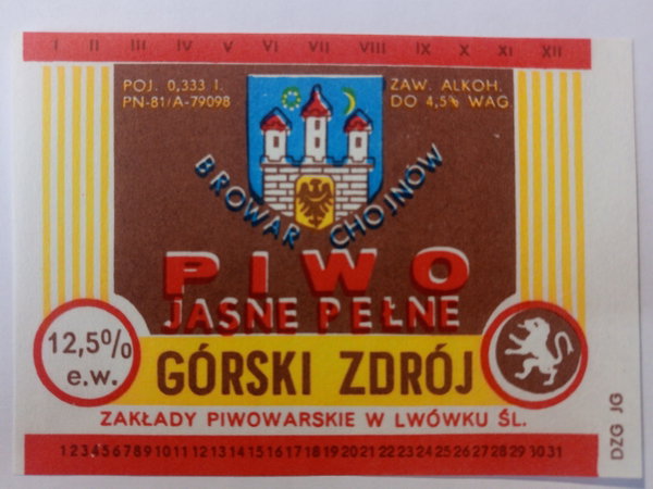 Etykieta Browar Chojnów / Lwówek Śl. GÓRSKI ZDRÓJ
