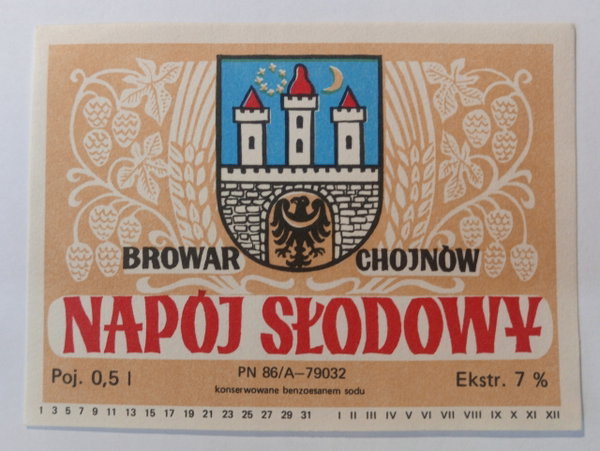 Etykieta Browar Chojnów - NAPÓJ SŁODOWY