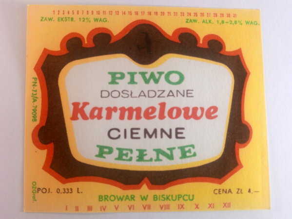Etykieta Browar Biskupiec KARMELOWE