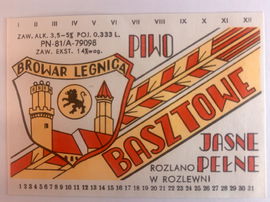 Etykieta Browar Legnica piwo BASZTOWE jasne pełne