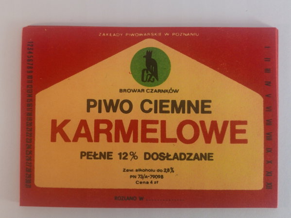 Etykieta Browar Czarnków piwo ciemne KARMELOWE