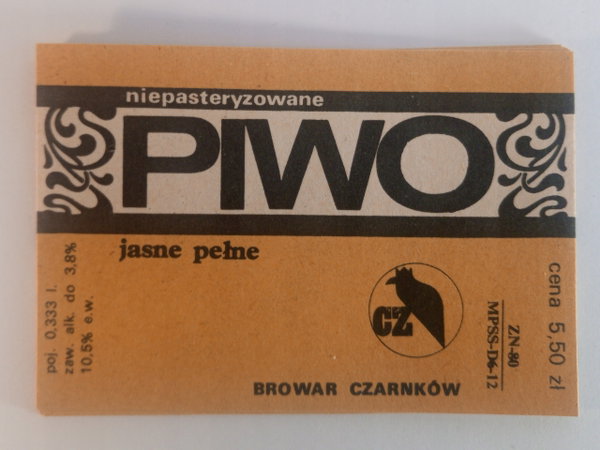 Etykieta Browar Czarnków Piiwo jasne pełne