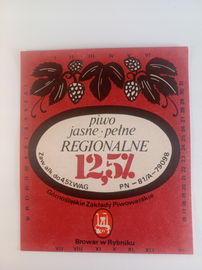 Etykieta Browar Piwo REGIONALNE Jasne Pełne