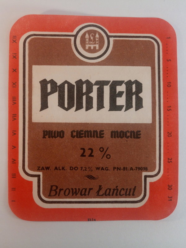 Etykieta Browar Łańcut - PORTER Piwo Ciemne Mocne