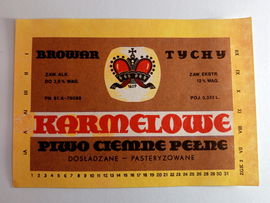 Etykieta Browar Tychy KARMELOWE Piwo Ciemne Pełne