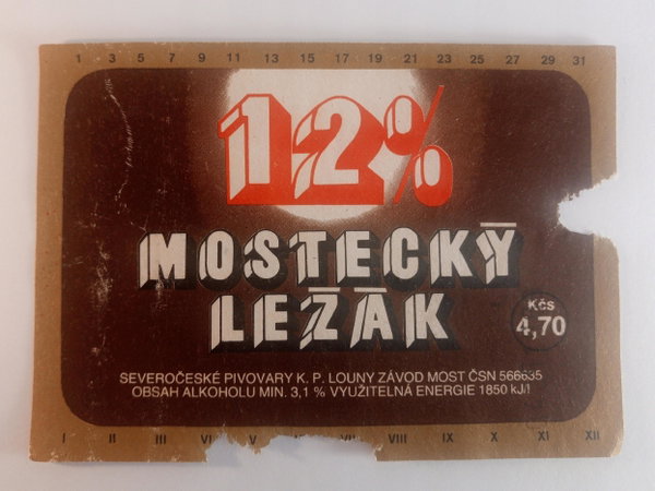 Etykieta z piwa Mostecky Lezak