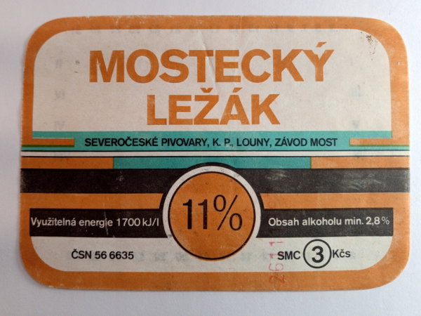 Etykieta z piwa Mostecky Lezak