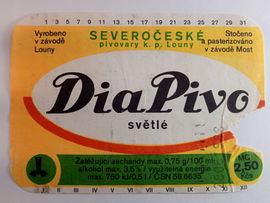 Etykieta Severoceske pivovary k. p. Louny Dia Pivo