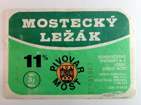 Etykieta Pivovar Most - Mostecky Lezak