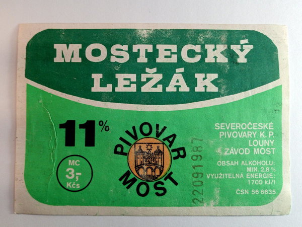 Etykieta Pivovar Most - Mostecky Lezak