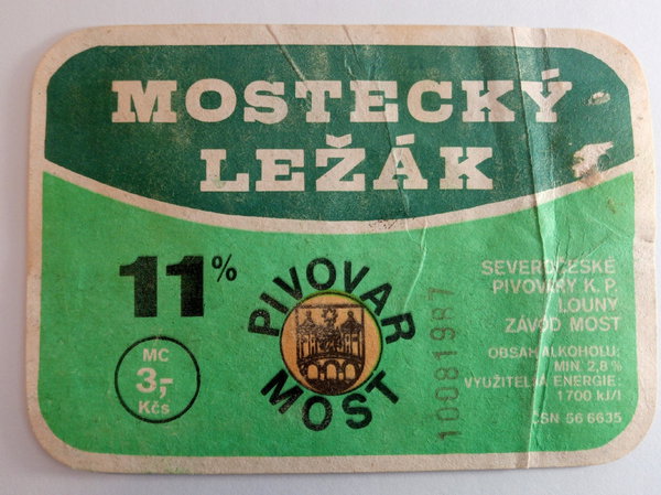 Etykieta Pivovar Most - Mostecky Lezak