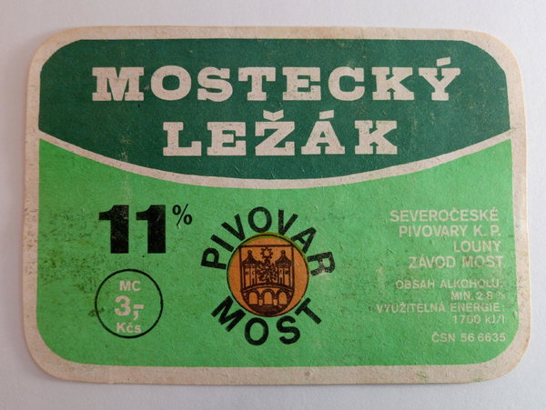 Etykieta Pivovar Most - Mostecky Lezak