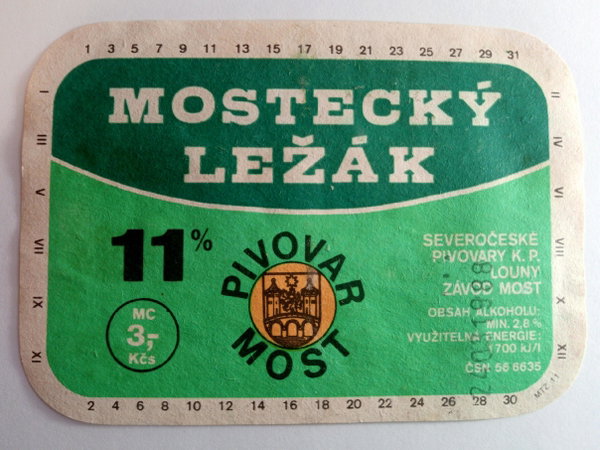 Etykieta Pivovar Most - Mostecky Lezak