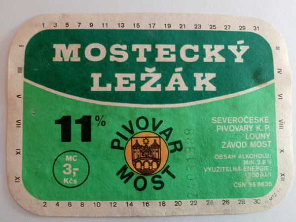 Etykieta Pivovar Most - Mostecky Lezak